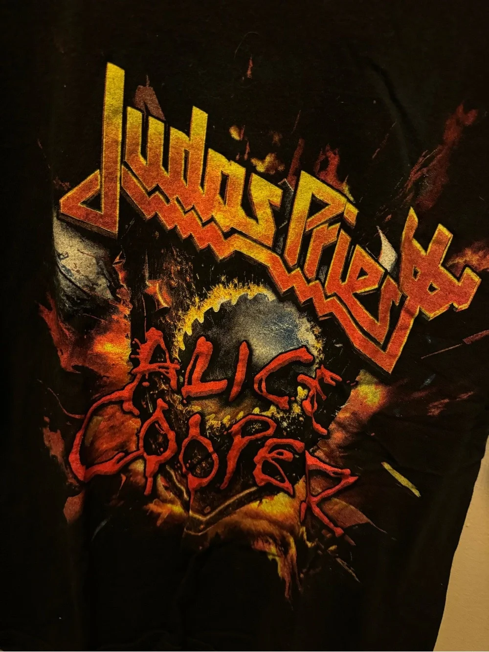 Gildan Black Short Sleeve Band Tee with Red & Yellow Graphic